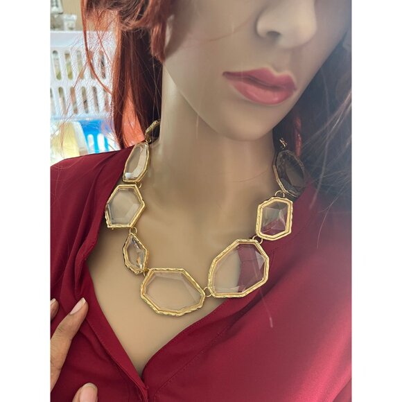 Chunky gold necklace, clear big Link big statement oversized large necklace - Picture 4 of 6